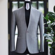 ตัดสูทสีเทา ไม่มีปก DGRIE - Silver Grey Lapeless Suit
