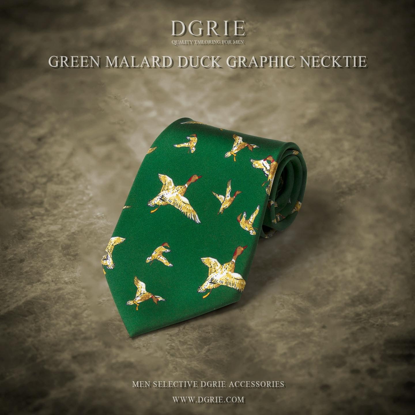 เนคไทวินเทจ High Quality Mallard Duck Green 4 Inch Necktie