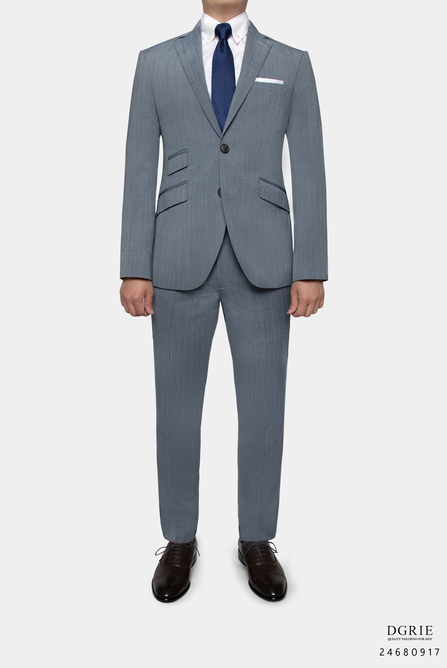 IMG_7020 เสื้อสูท สีเทา Md.Gray Herringbone Two Tone Wool Blend Suits