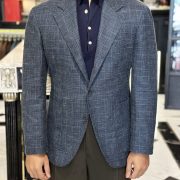 ร้านตัดสูท ตัดสูท วินเทจ Navy Wool Silk Linen Classic Style Jacket