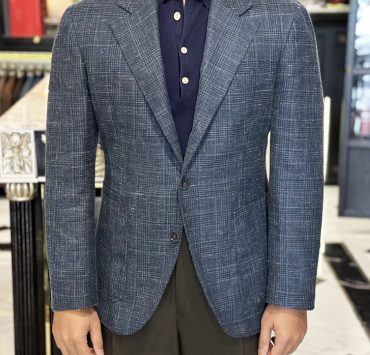 ร้านตัดสูท ตัดสูท วินเทจ Navy Wool Silk Linen Classic Style Jacket