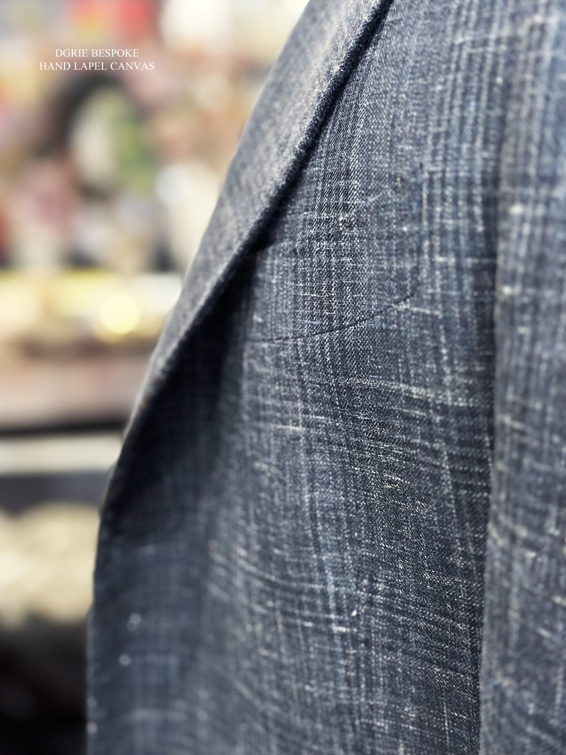 ร้านตัดสูท ตัดสูท วินเทจ Navy Wool Silk Linen Classic Style Jacket