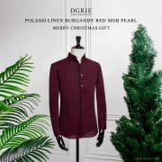เสื้อเชิ้ตลินิน สีแดง Poland Linen Burgundy Shirt