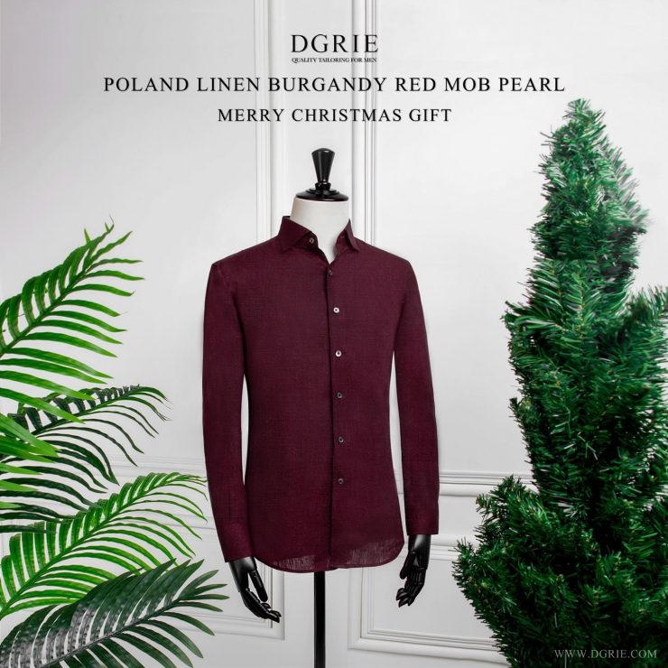 เสื้อเชิ้ตลินิน สีแดง Poland Linen Burgundy Shirt