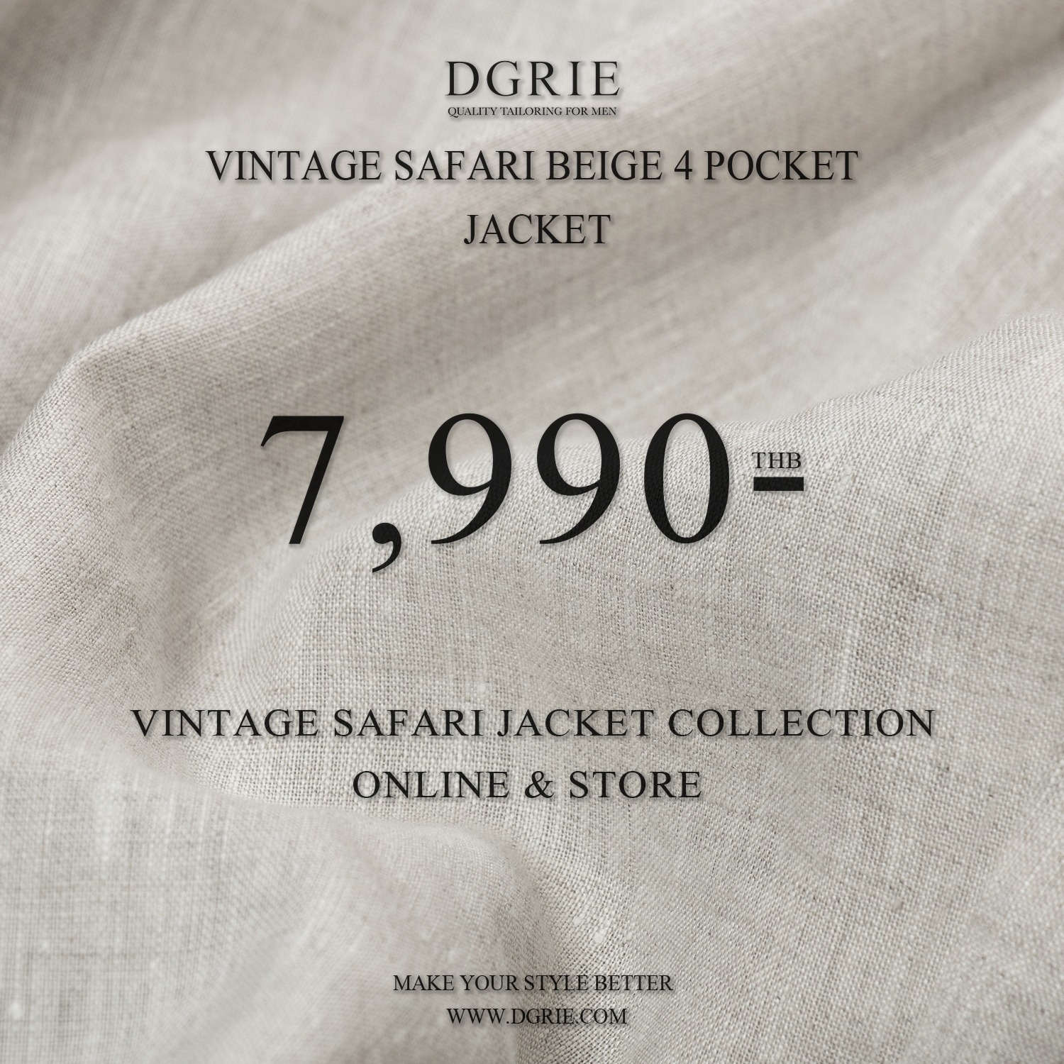 DGRIE Classic Linen Safari Jacket เสื้อซาฟารี ผ้าลินินสีเบจ