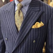 ตัดสูทสีน้ำเงินลายทาง Bespoke Italy Flannel PinStripe DB Suit