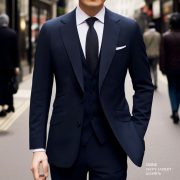 เสื้อสูทสีกรมเข้ม Dark Navy Wool Unlining 3 Pocket Jacket