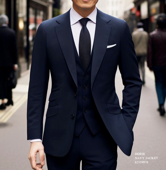 เสื้อสูทสีกรมเข้ม Dark Navy Wool Unlining 3 Pocket Jacket