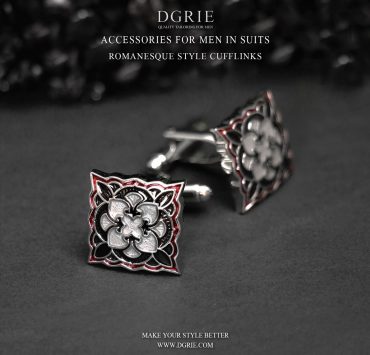 คัฟลิงค์ Red Retro Romanesque Cufflinks 15 คัฟลิงค์ Red Retro Romanesque Cufflinks