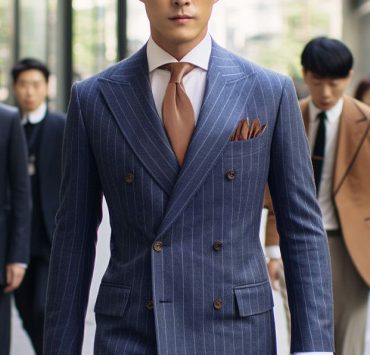 ตัดสูท DGRIE Fox Brothers Navy PinStripe Suit