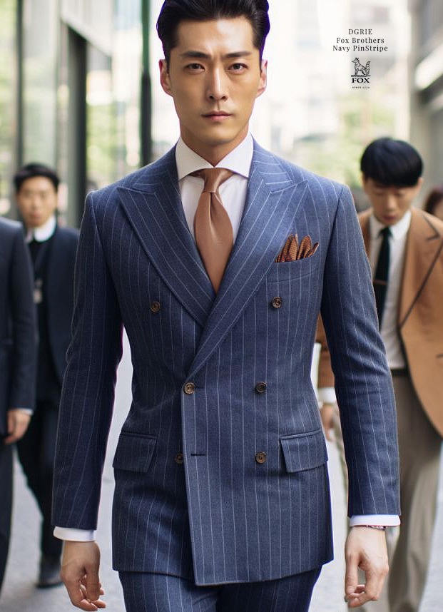 model22 ตัดสูท DGRIE Fox Brothers Navy PinStripe Suit