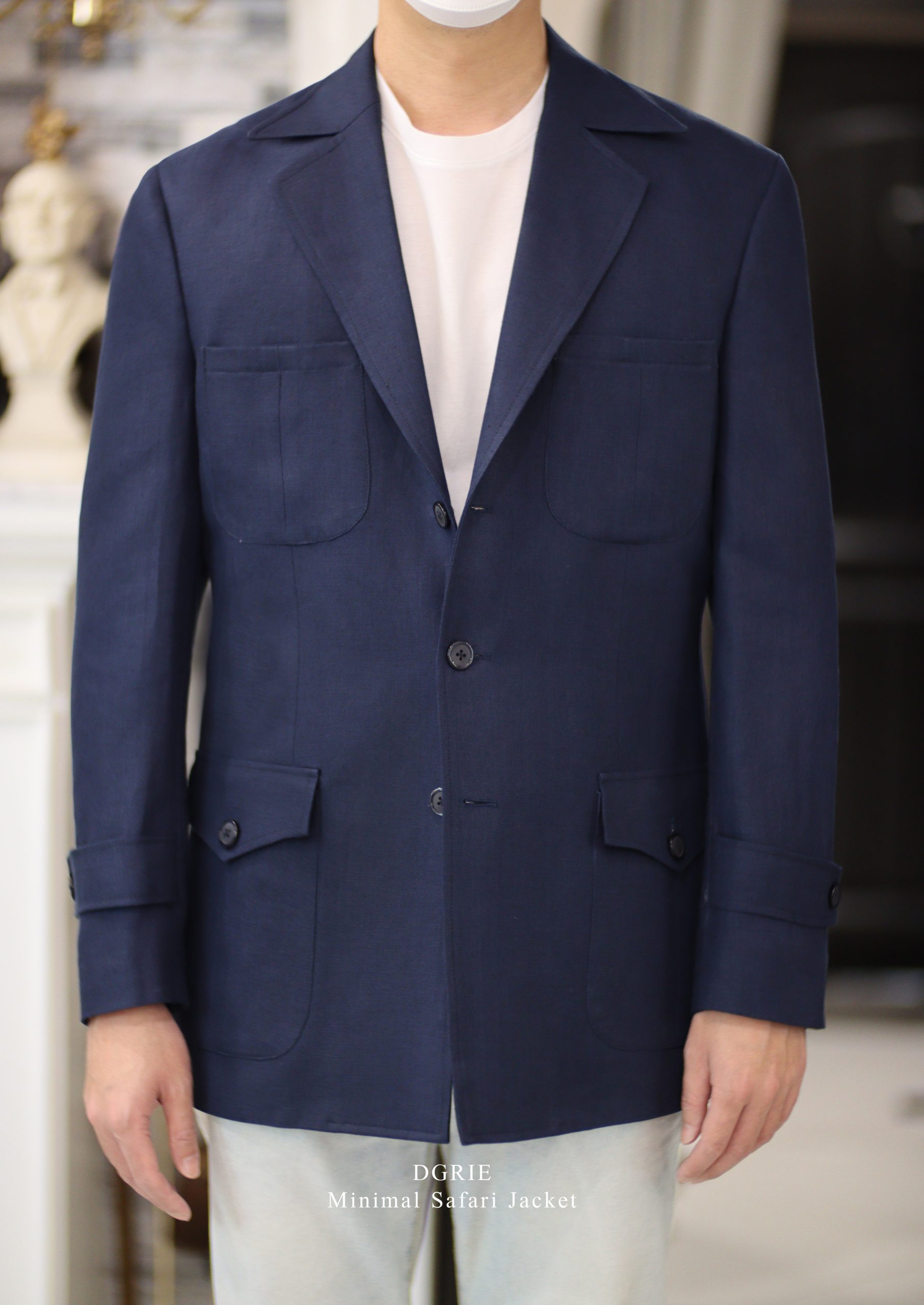 ตัดเสื้อซาฟารี สีกรม DGRIE Minimal Linen Safari Jacket