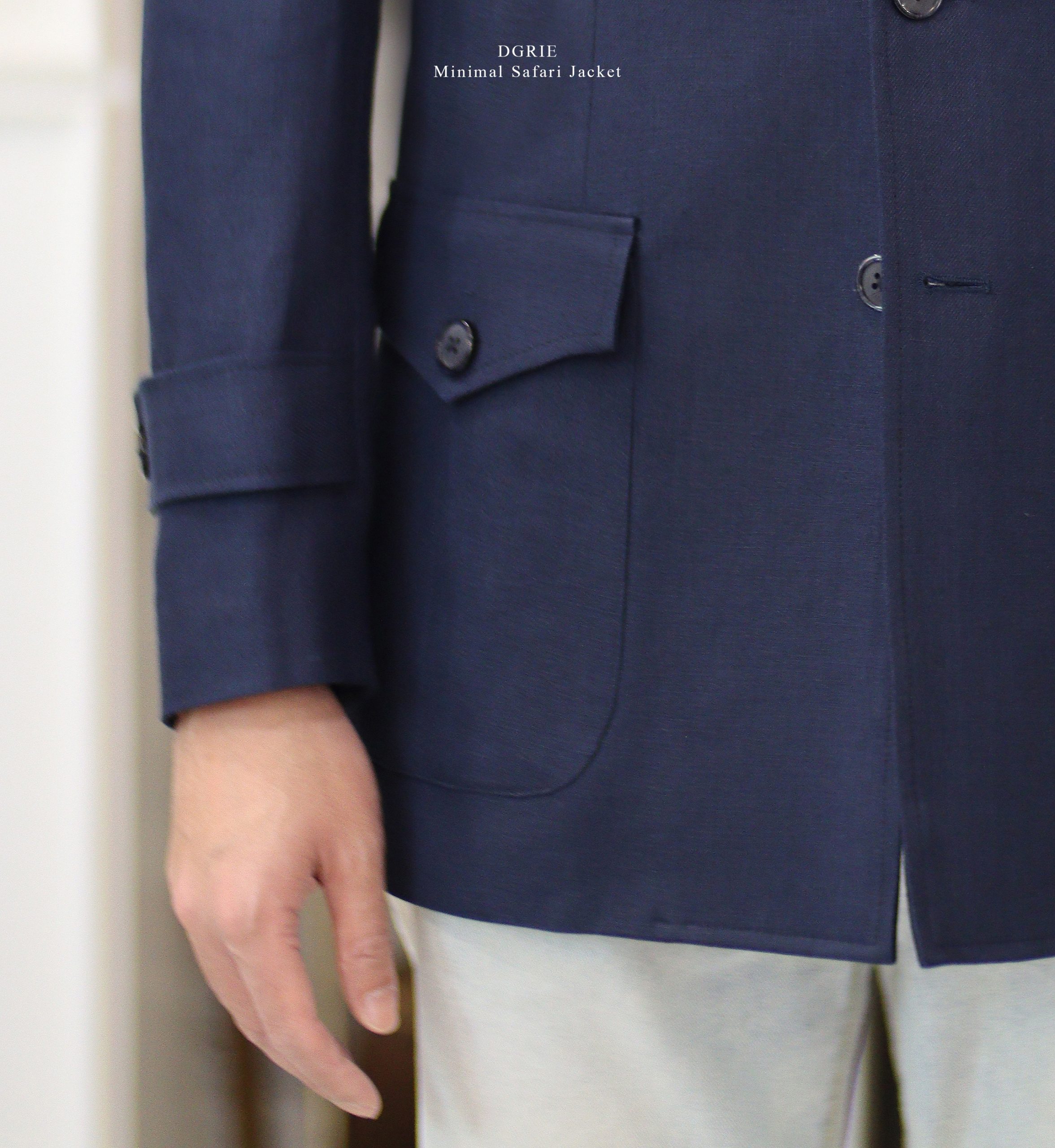 ตัดเสื้อซาฟารี สีกรม DGRIE Minimal Linen Safari Jacket