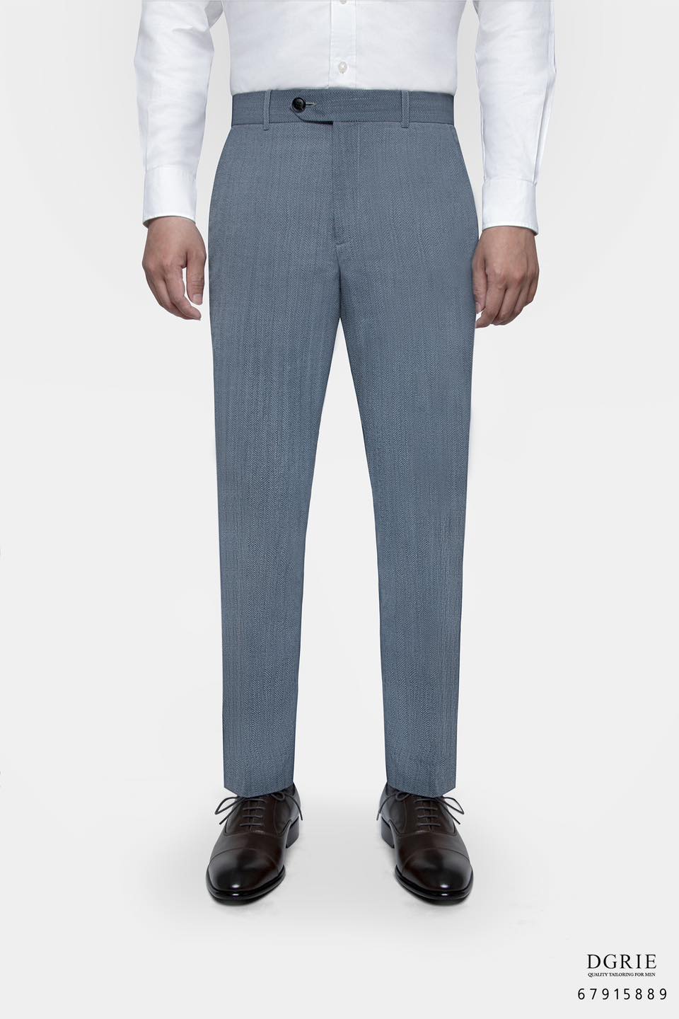 กางเกงสีเทา ก้างปลา Herringbone Two Tone Cotton Wool Blend Pants