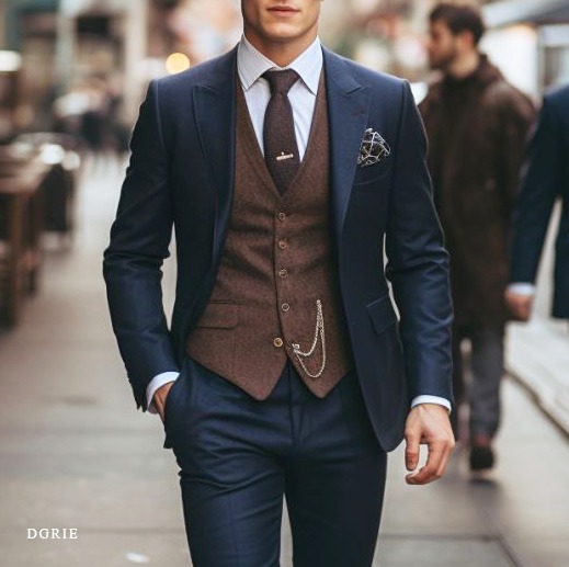 riderx__men_wearing_navy_suit_with_brown_vest_he_walking_on_new_823c99b7-7bff-4d88-b1bd-119c542369f1_result copy ร้านตัดสูท 3 Piece Navy & Brown Suits