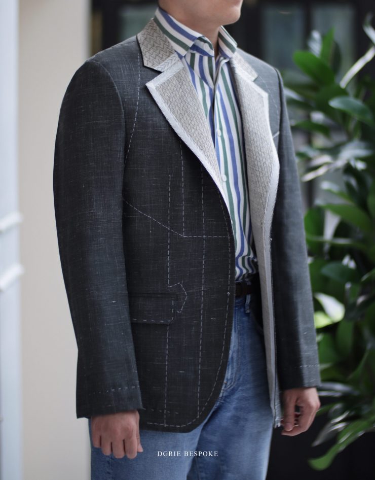 ตัดสูทหางม้าทั้งตัว Fitting Full Canvas Wool Silk Green