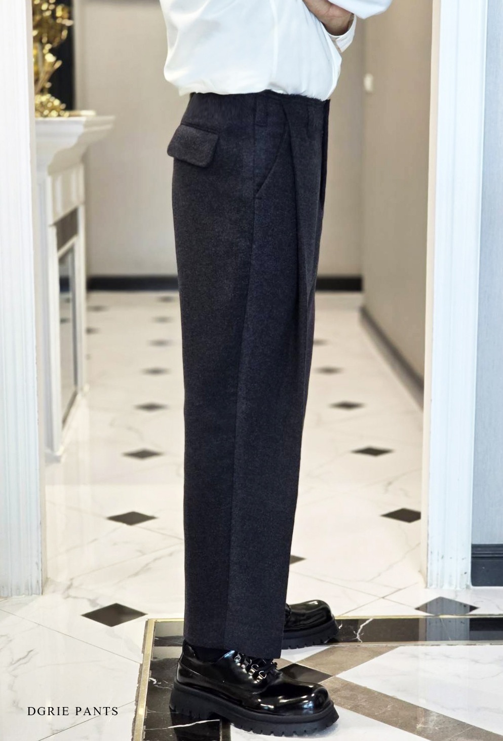 ตัดกางเกงคลาสสิค Flannel Pleated Casual Pant