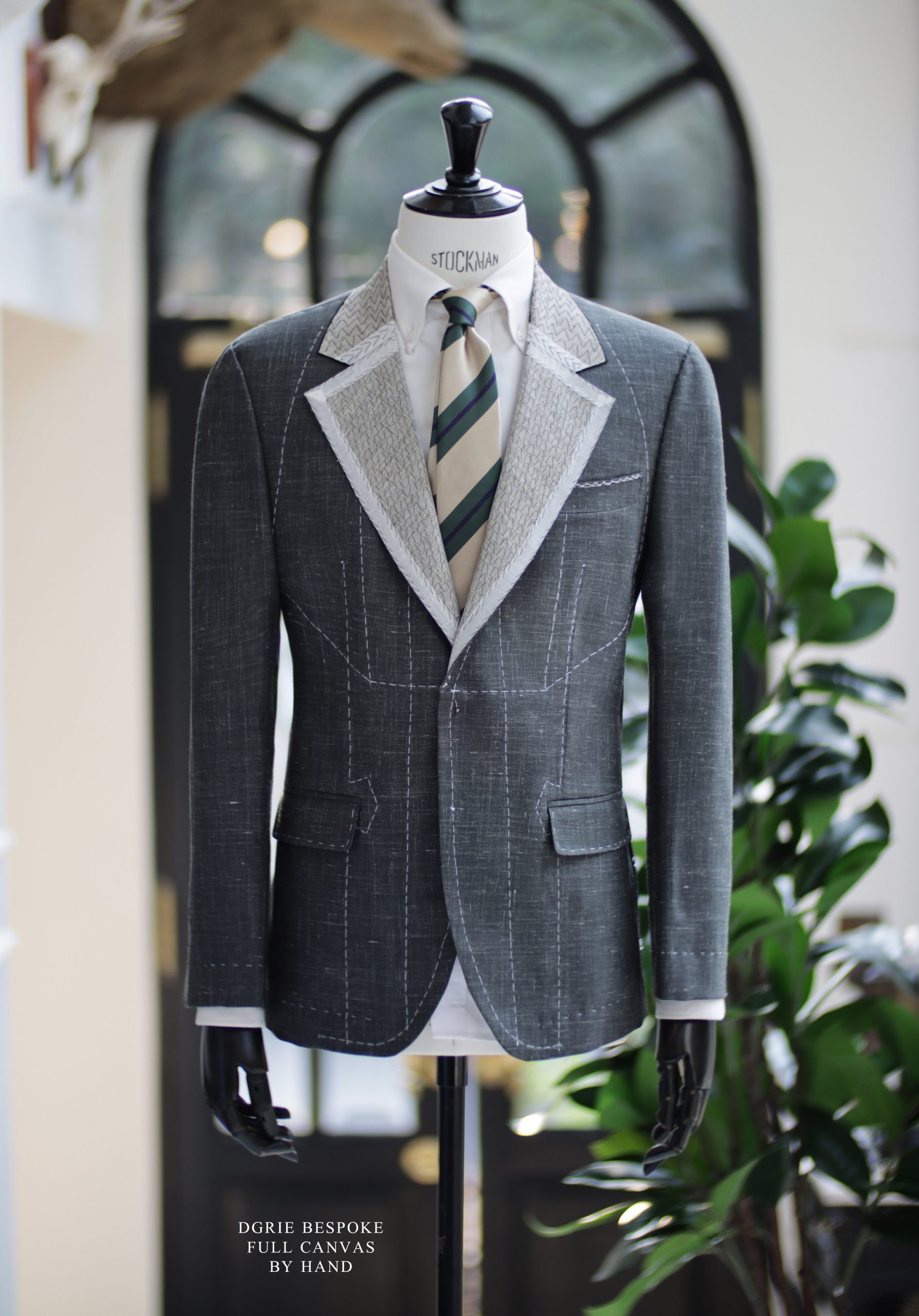 ตัดสูทหางม้าเต็ม Full Canvas Wool Silk Sage Green