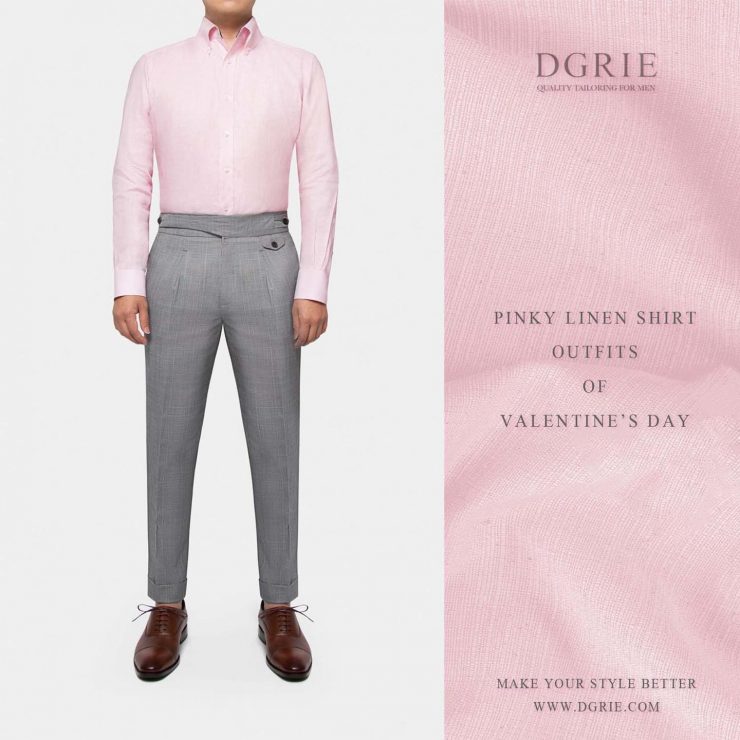 เสื้อเชิ้ตลินิน Blush Pink Button Down Linen Shirt - DGRIE