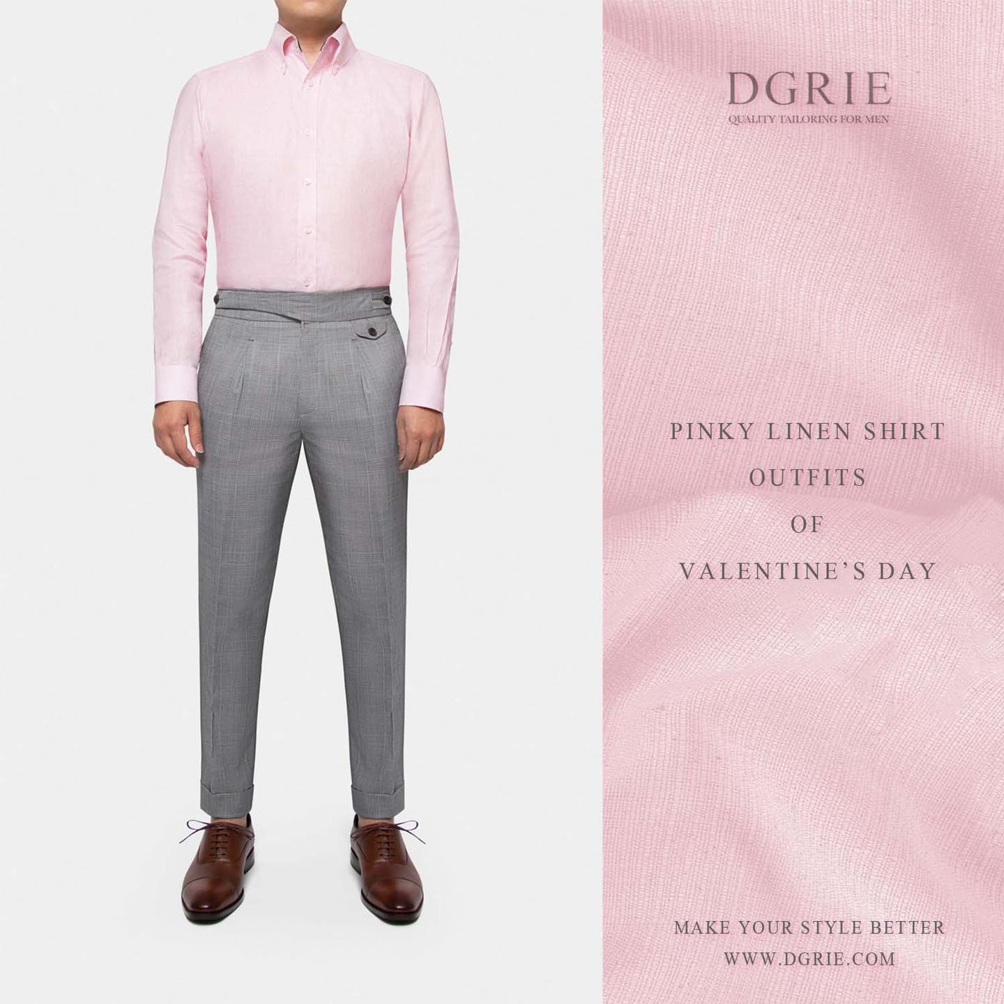 เสื้อเชิ้ตลินิน Blush Pink Button Down Linen Shirt - DGRIE