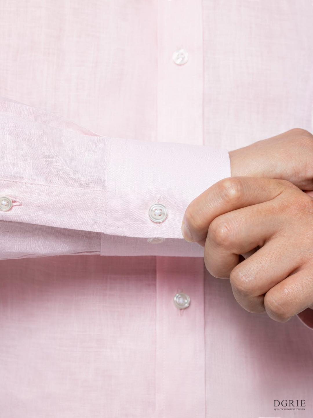เสื้อเชิ้ตลินิน Blush Pink Button Down Linen Shirt - DGRIE