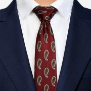 เนคไทลายเพสลีย์ Brown Paisley on Burgundy Arrow 3 Inch Necktie