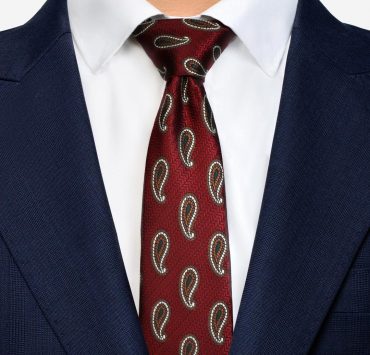 เนคไทลายเพสลีย์ Brown Paisley on Burgundy Arrow 3 Inch Necktie 15 เนคไทลายเพสลีย์ Brown Paisley on Burgundy Arrow 3 Inch Necktie