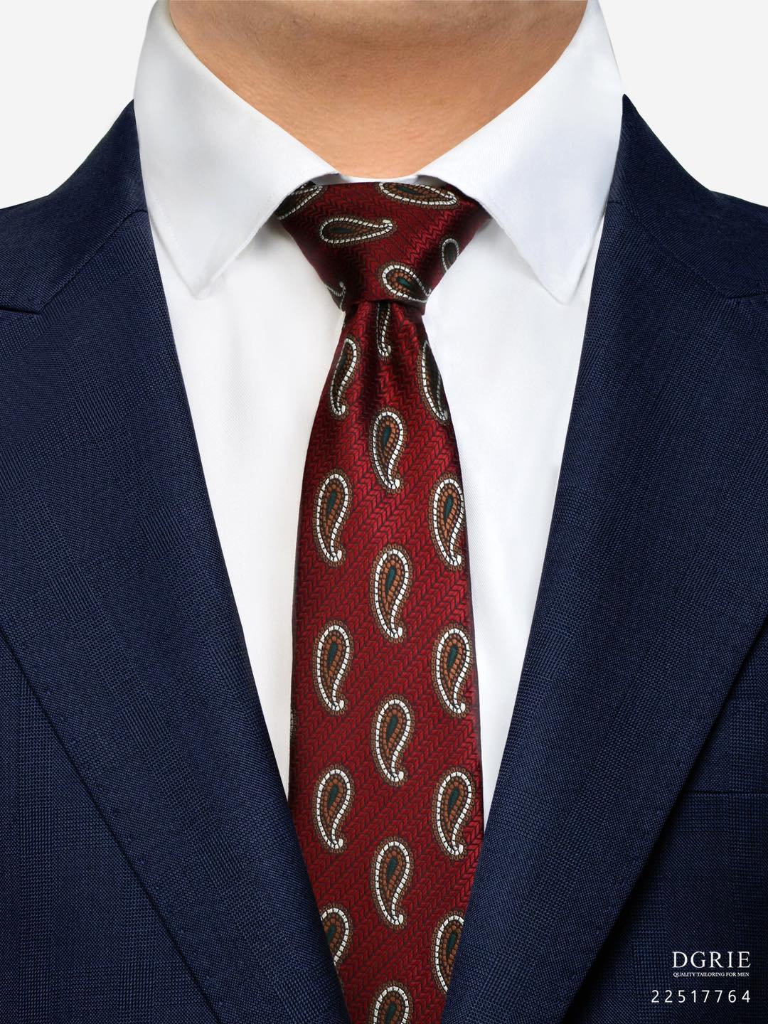 เนคไทลายเพสลีย์ Brown Paisley on Burgundy Arrow 3 Inch Necktie