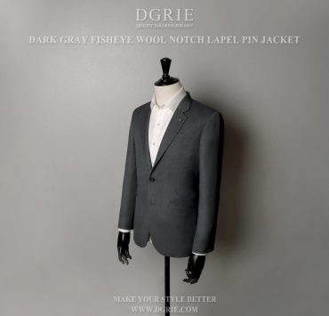 เสื้อสูทสีเทา Classic Fish Eye Wool Dark Gray Notch Jacket - DGRIE