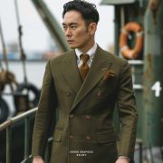 เสื้อสูทสีเขียว คลาสสิค Dark Olive Green Double Breasted Sport Jacket