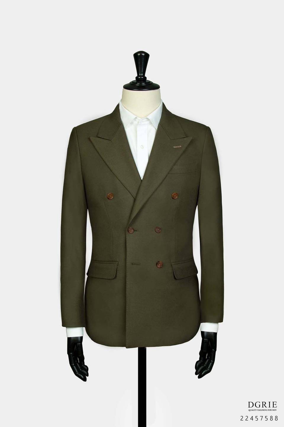 เสื้อสูทสีเขียว คลาสสิค Dark Olive Green Double Breasted Sport Jacket