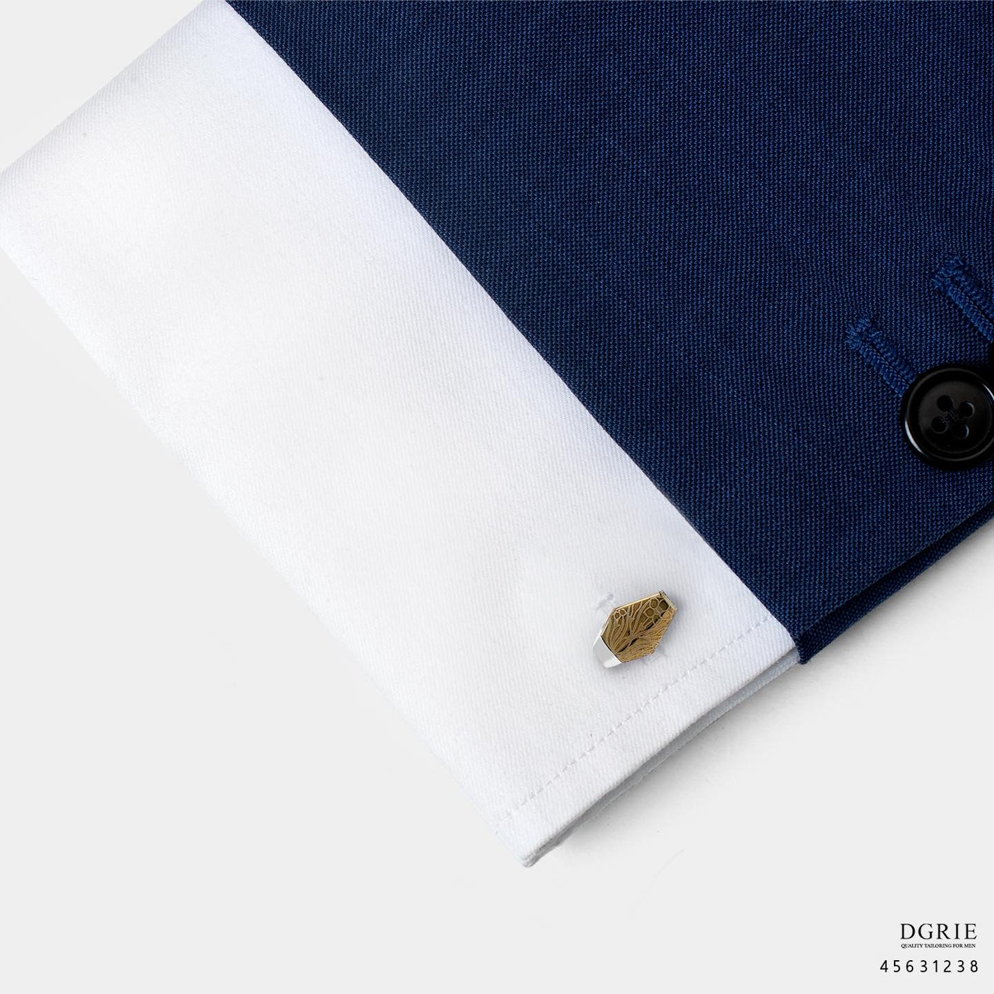 คัฟลิงค์ทรงหกเหลี่ยม DGRIE Vintage Brown Flower Hexagon shape Cufflinks