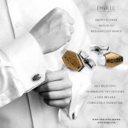 คัฟลิงค์ทรงหกเหลี่ยม DGRIE Vintage Brown Flower Hexagon shape Cufflinks