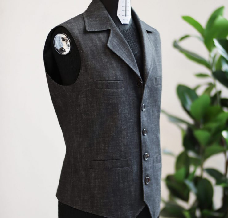 ตัดเสื้อกั๊ก DGRIE Classic RAW Black Denim Waistcoat 16 ตัดเสื้อกั๊ก DGRIE Classic RAW Black Denim Waistcoat