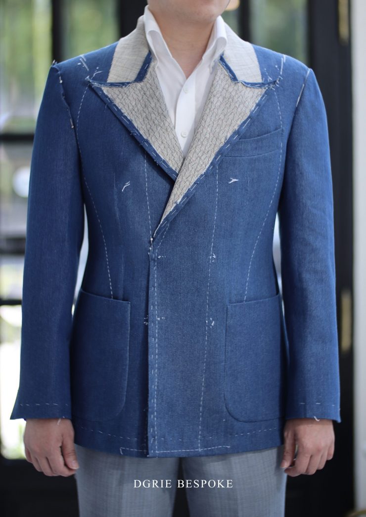 DGRIE ตัดสูทผ้ายีนส์ ตัดสูทหางม้า Full Canvas Denim Suits