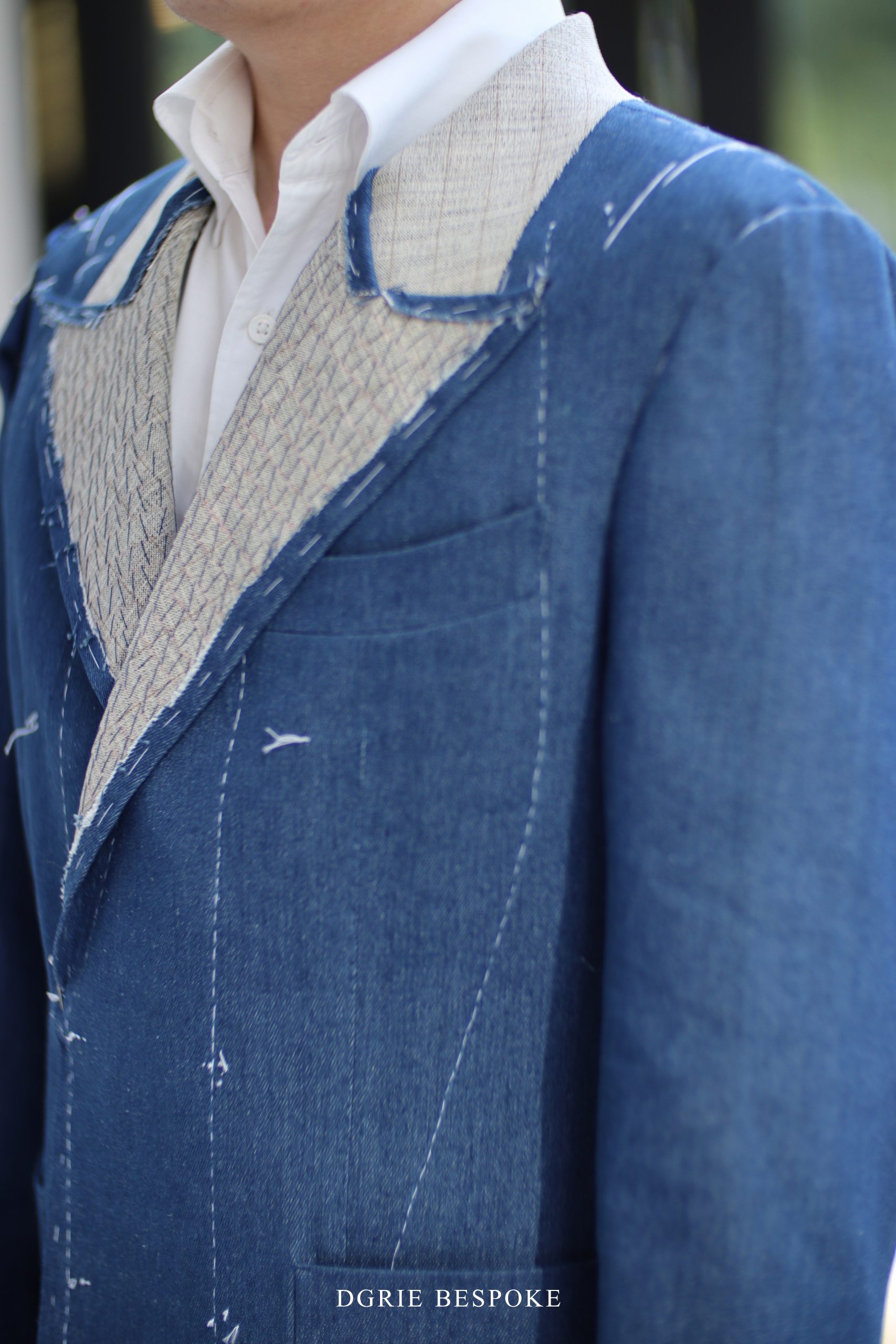 DGRIE ตัดสูทผ้ายีนส์ ตัดสูทหางม้า Full Canvas Denim Suits