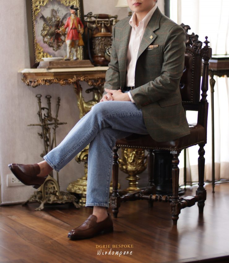 ตัดสูทสีเขียวลายตาราง DGRIE Classic Green Windowpane jacket