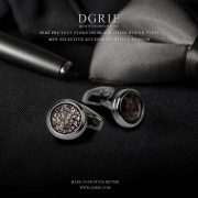 คัฟลิงค์ DGRIE Grey Spinel Stone Place Round Black Oxide Cufflinks