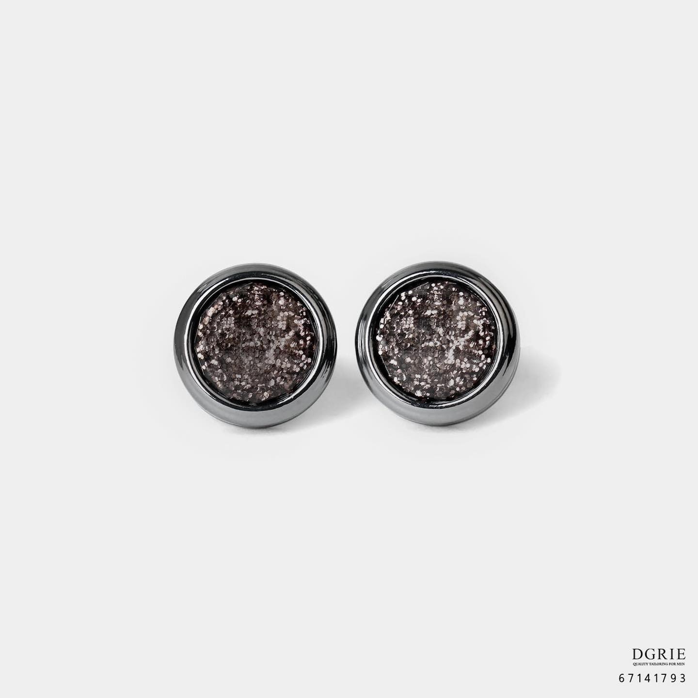คัฟลิงค์ DGRIE Grey Spinel Stone Place Round Black Oxide Cufflinks