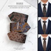 เนคไทผ้าไหม Men's Luxury 3 Inch Paisley Tie - 100% Silk - DGRIE