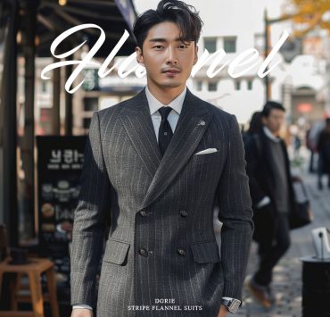 DGRIE เสื้อสูทลายทางสีเทา Grey Stripe Flannel Wool Suit