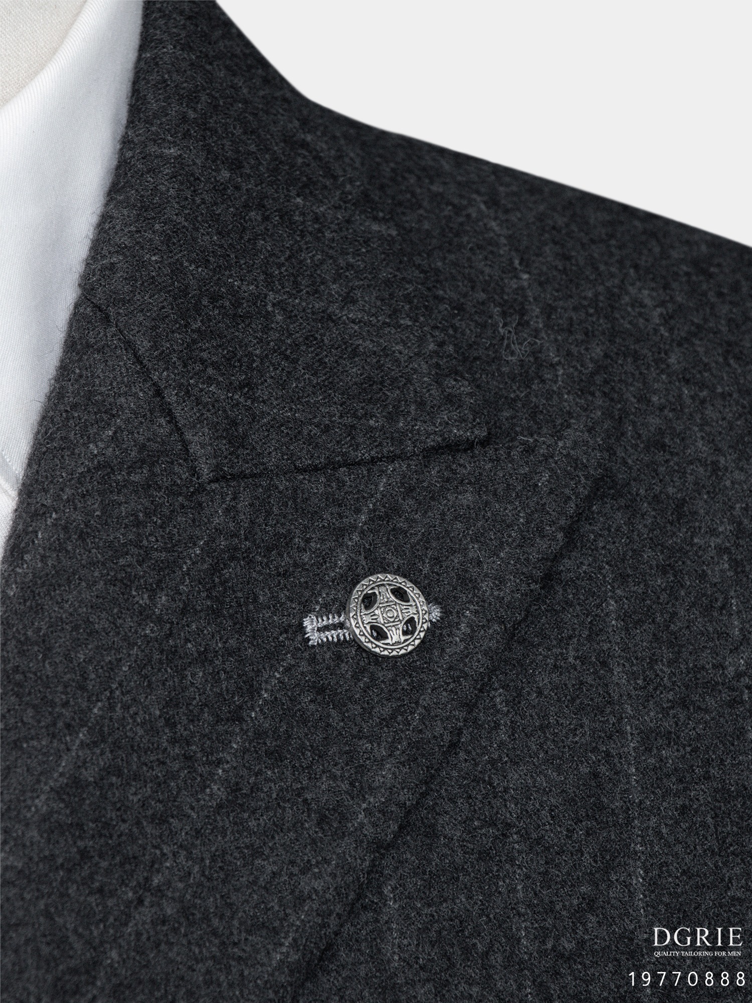 DGRIE เสื้อสูทลายทางสีเทา Grey Stripe Flannel Wool Suit