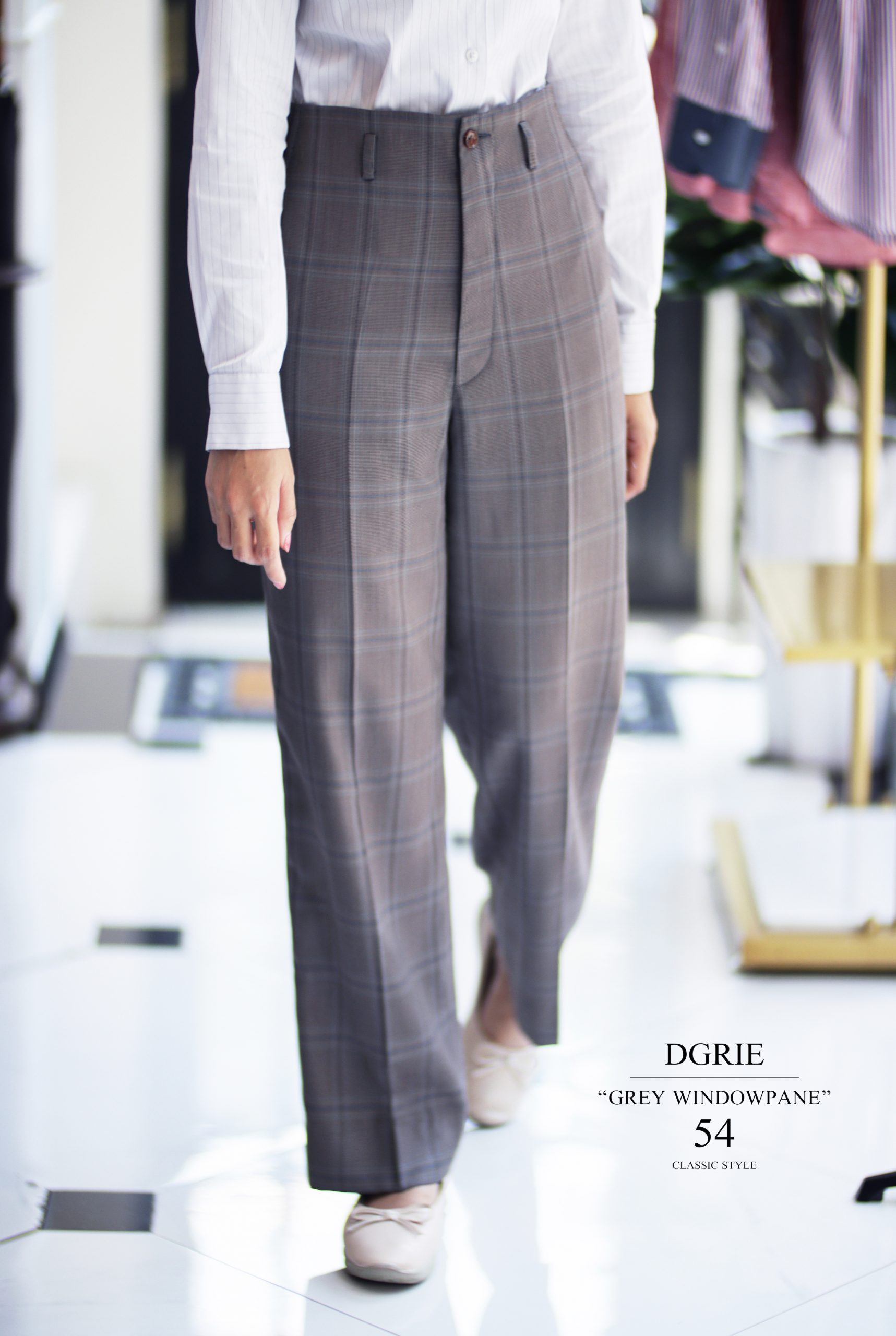DGRIE PANTS 54 ตัดกางเกงผู้หญิง ลายตาราง GREY WINDOWPANE