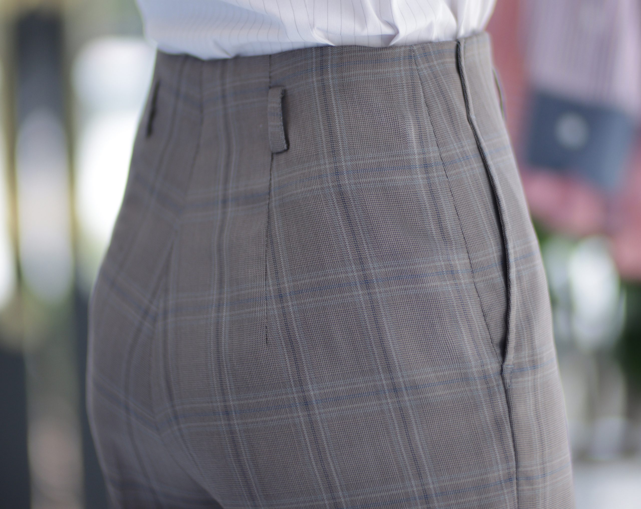 DGRIE PANTS 54 ตัดกางเกงผู้หญิง ลายตาราง GREY WINDOWPANE