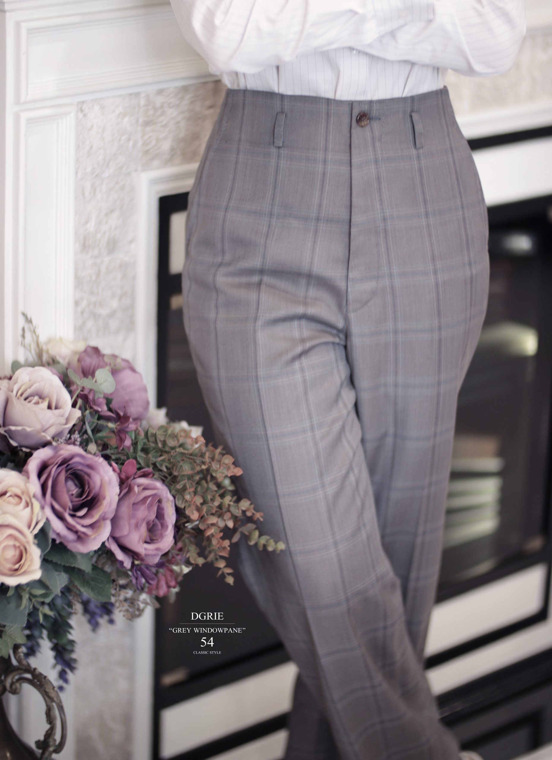 DGRIE PANTS 54 ตัดกางเกงผู้หญิง ลายตาราง GREY WINDOWPANE
