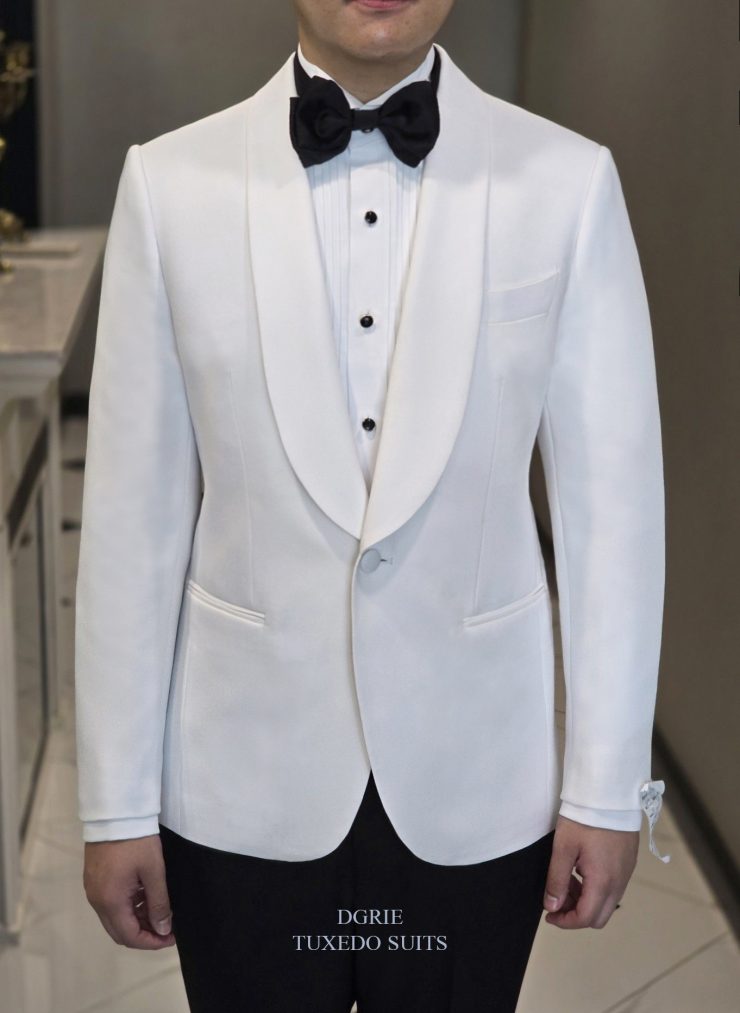 ตัดสูทแต่งงาน สีขาว DGRIE White Tuxedo Suits