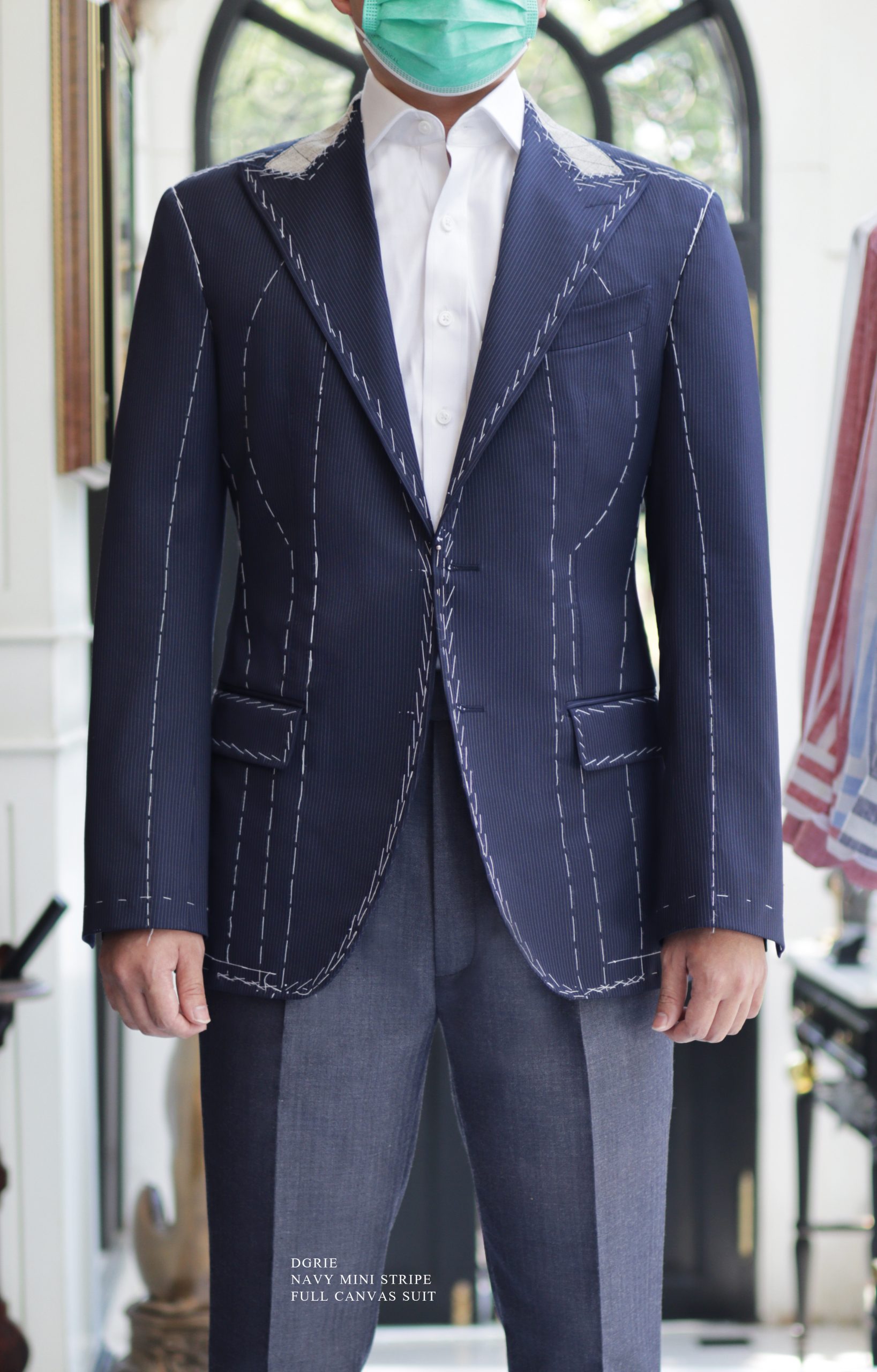 IMG_6610 copy ตัดสูทหางม้า FITTING Mini PINSTRIPE NAVY BLUE Full Canvas Suits