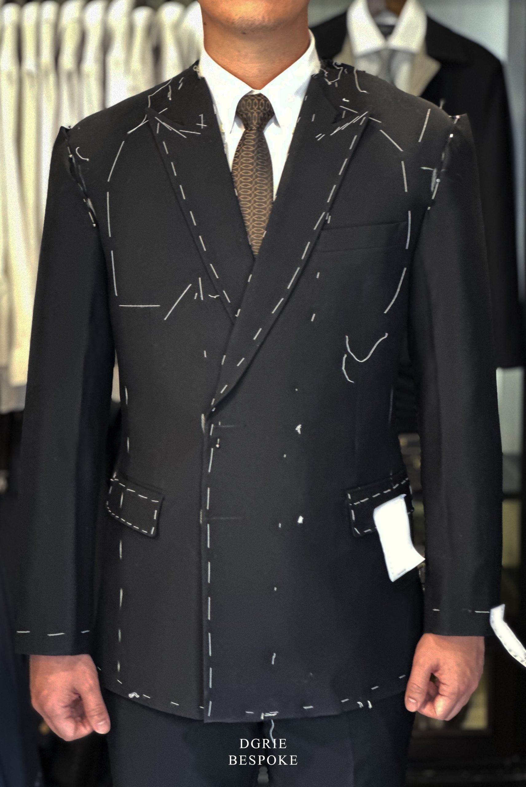 ตัดสูทสีดำ Modern Black Double Breasted Suits