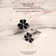 คัฟลิงค์ DGRIE Black Silver Oxalis Leaf Cufflinks 3 คัฟลิงค์ DGRIE Black Silver Oxalis Leaf Cufflinks