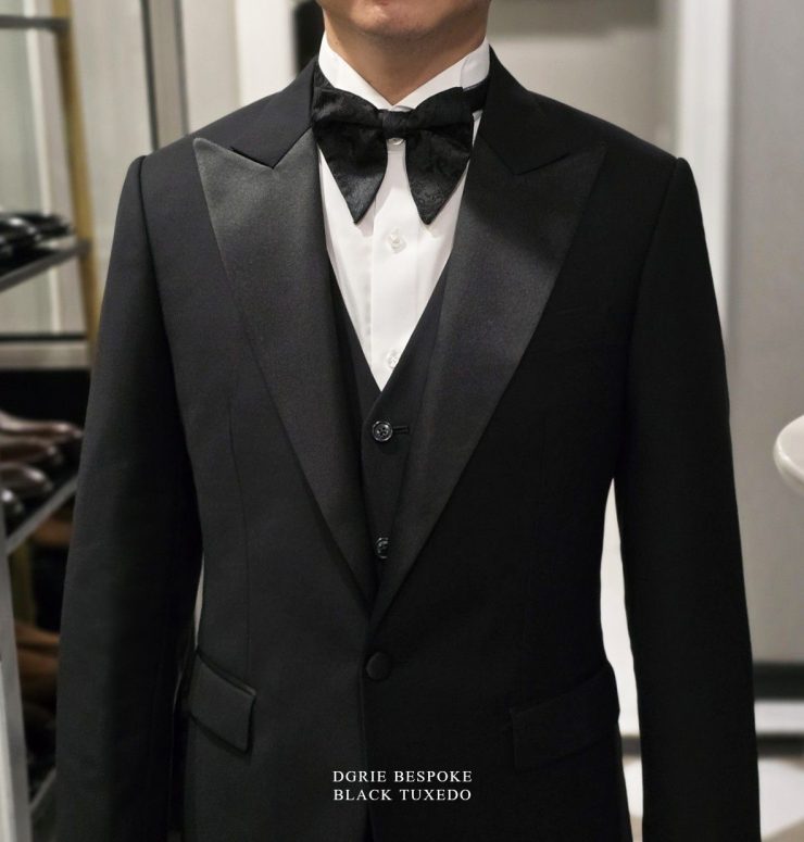 ตัดสูทแต่งงาน ทักซิโด้ DGRIE Super Black Tuxedo 3 Piece Suits